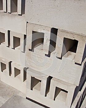 New home under construction, walls made of aerated concrete blocks