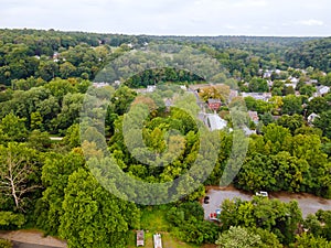 New Hope in Pennsylvania country houses with aerial view panorama landscape