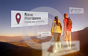 New Horizons Travel Explore Position Concept