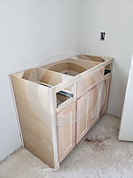 A new house bathroom sink under construction view