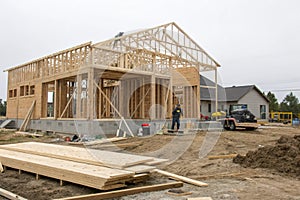 Framed new construction house building photo