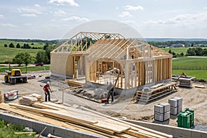 Framed new construction house building photo