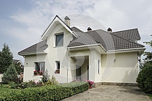 New house with a garden in a rural area