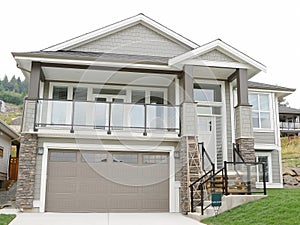 New House Home For Sale Beige Cream Exterior Elevation Rockwork Roof Details