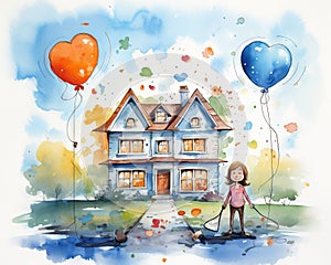 The new house was bought with watercolor and pnt splatters.