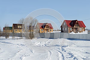 New houses in small village, winter time