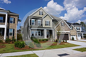 New houses in a suburban neighborhood in North Carolina