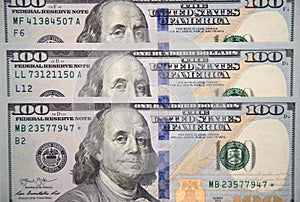 New hundred dollar bill with portrait of Franklin