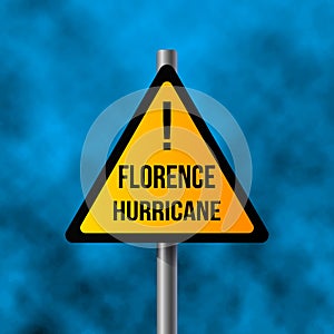 New hurricane-monster Florence and the road sign of Hurricane Florence, 3D-rendering. vector