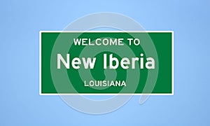 New Iberia, Louisiana city limit sign. Town sign from the USA.
