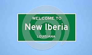 New Iberia, Louisiana city limit sign. Town sign from the USA. photo