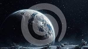 New ice age and Earth covered with snow. Generative AI