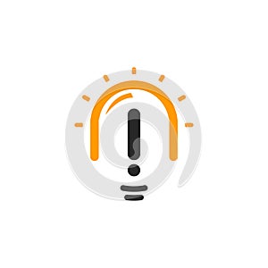 New idea symbol stylized vector lightbulbs icon, orange and black color logotype, isolated flat bright cartoon bulb