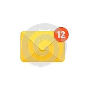 New incoming messages icon in flat style. Envelope with notification vector illustration on isolated background. Email sign