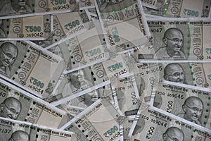 New Indian 500 Rupee currency notes, whole background