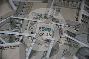 New Indian 500 Rupee currency notes, whole background