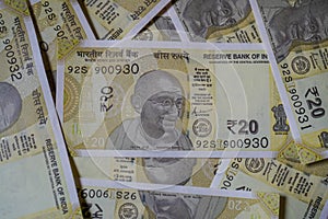 New indian twenty rupees note background