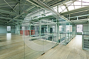 New industrial interior with windows