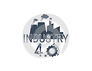 New Industrial Revolution. Industry 4 banner: smart industrial revolution, automation, robot assistants, iot, cloud and bigdata.