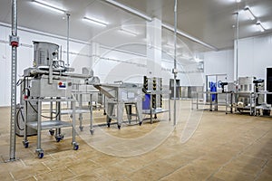 New interior of a packaging production line at a semi-finished factory