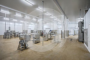 New interior of a packaging production line at a semi-finished factory