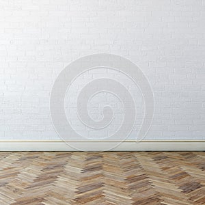 New Interior With White Wall And Classic Parquet