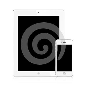 The New Ipad (Ipad 3) and iPhone 5 white Isolated