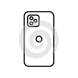New Iphone 11 Pro Max line icon. Smartphone vector graphic illustration isolated on white background. Material design UI UX.
