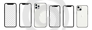 New iPhone 13, Pro Max, Mini Mock-up. Vector realistic iphone screen template. Vector illustration