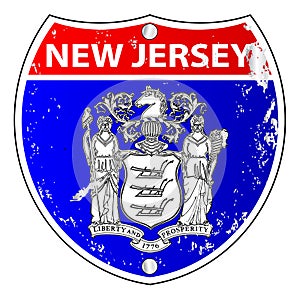 New Jersey Flag Icons As Interstate Sign