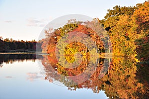 New Jersey lake and autumn foliage