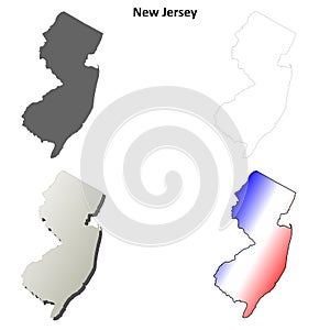 New Jersey outline map set