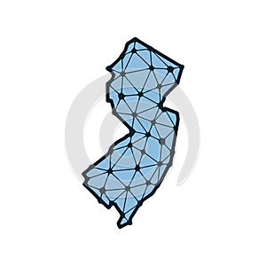 New Jersey state map polygonal illustration made of lines and dots