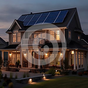 New Jersey two story home with solar panels, lighting, interior lights