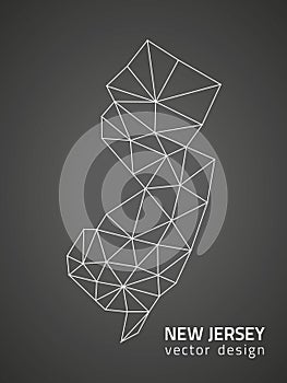 New Jersey vector black outline polygonal triangle map
