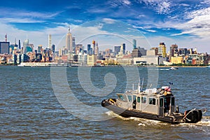 New Jesey Police boat against Manhattan