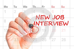 New job interview reminder on calendar