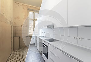New kitchen before and after renovation - white kitchen, photo