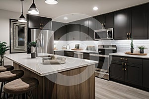 new kitchen with sleek, modern appliances and sleek countertops