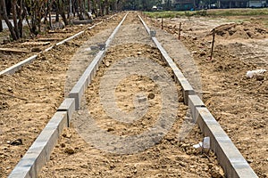 New land subdivision with work on footpaths