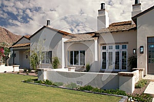 New large home exterior in the Arizona desert