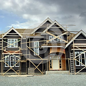 New Large House Home Dwelling Residence Under Construction Copper Roof Exterior