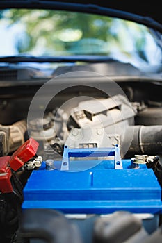 New lead-acid automotive electric battery replacement in old car