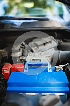 New lead-acid automotive electric battery replacement in old car