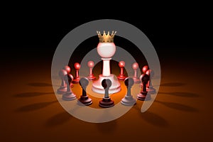 The new leader (chess metaphor). 3D rendering illustration