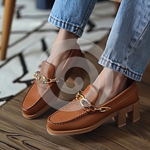 New leather shoes female summer Korean version of the British fashion contracted thick with low shoesretro