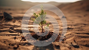 New life begins in arid climate, small seedling survives drought generated by AI