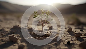 New life begins as seedling thrives in arid coastal environment generated by AI