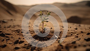 New life emerges from dry soil, a symbol of success generated by AI