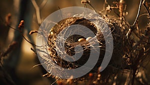 New life hatches in fragile bird nest generated by AI